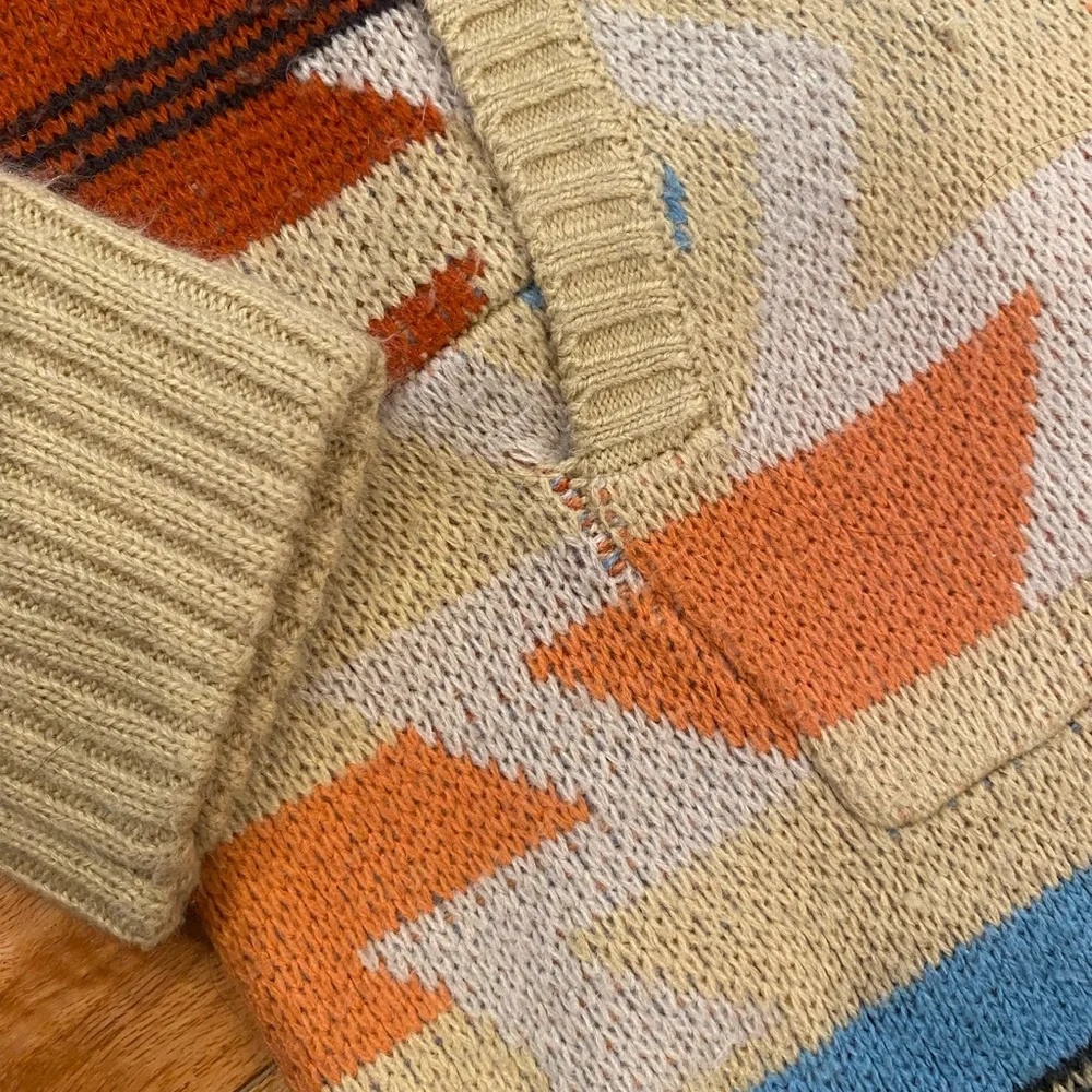 Onepiece Norwegian Zip-Up Hooded Sweater-Knit Geo Design Onesie - Unisex XS - Picture 6 of 15